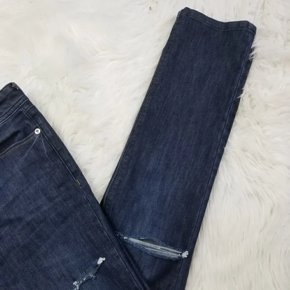 DL1961 Dark Distressed Samantha Slim Straight Jean
